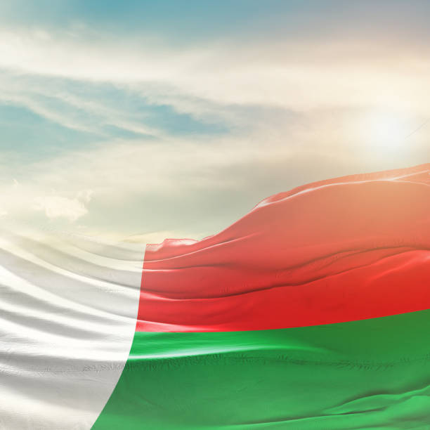 istock Madagascar national flag waving isolated on white background with clipping path. 2168714410