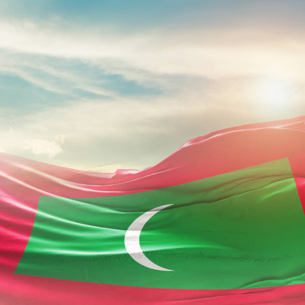 istock Maldives national flag waving isolated on white background with clipping path. 2168714449