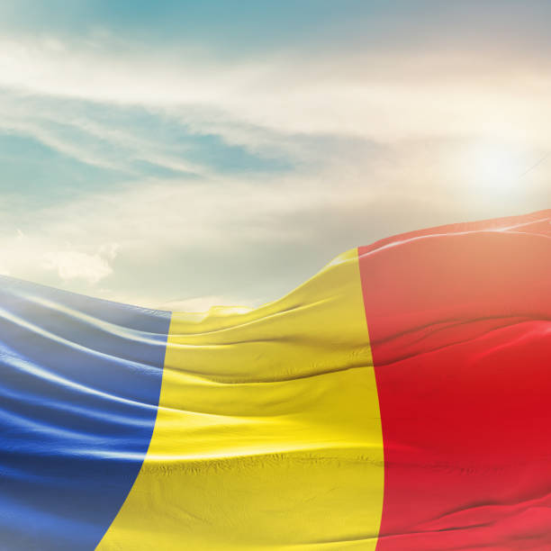 istock Romania national flag waving isolated on white background with clipping path. 2168714656