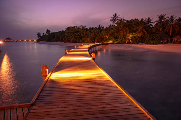 Boardwalk into tropical paradise island