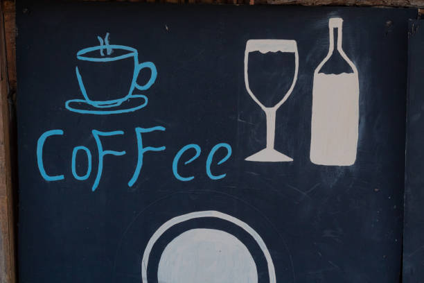Coffee menu on blackboard outside coffee shop