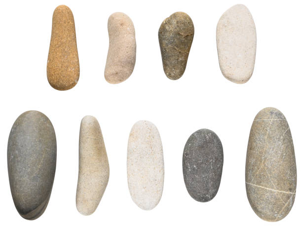 istock Set different oval sea pebble stones isolated on a white background. 2168730107
