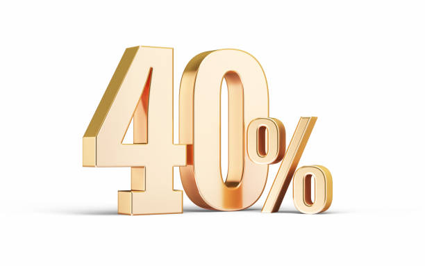 istock Metallic 40 percent sign sitting on white background, Object + Shadow Clipping Path 2168736753