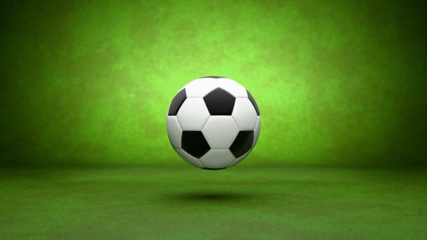 istock A stunning 3D Render showcasing a Soccer Ball positioned against a bright Green Background, vividly displayed 2168740322