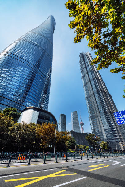 istock Modern Skyscrapers in Shanghai Under Clear Blue Sky 2168742739