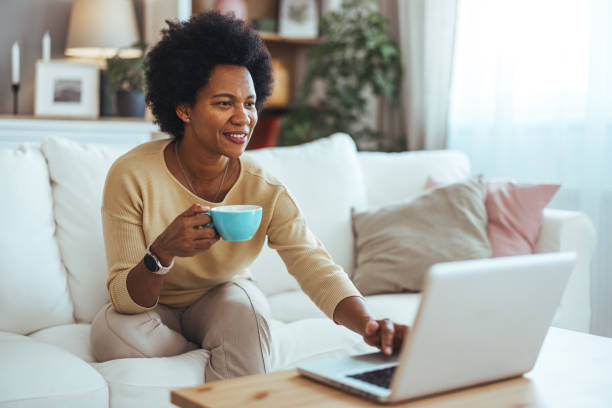 istock Surfing the net at home. 2168743381