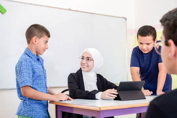 Students communicating with their teacher about there status and achievements