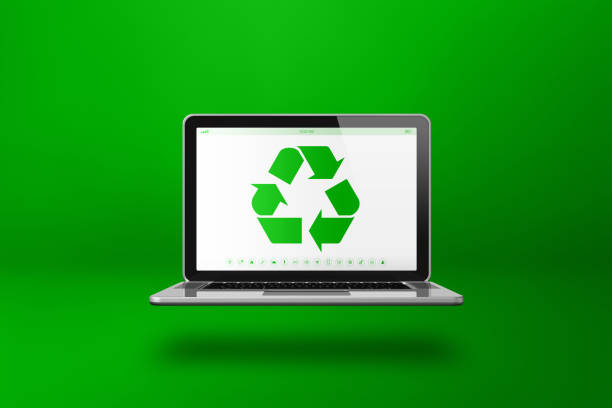 istock Laptop computer with a recycling symbol on screen. environmental conservation concept 2168751907