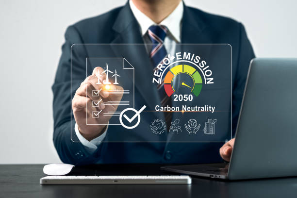 istock Platform for trading renewable energy certificates. Businessman using computer and virtual screen. Concept of renewable energy use and renewable energy trading on user-friendly platform. 2168752870