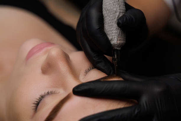 istock Permanent eyebrow makeup, eyebrow tattooing with brown pigment for PMU. 2168755968