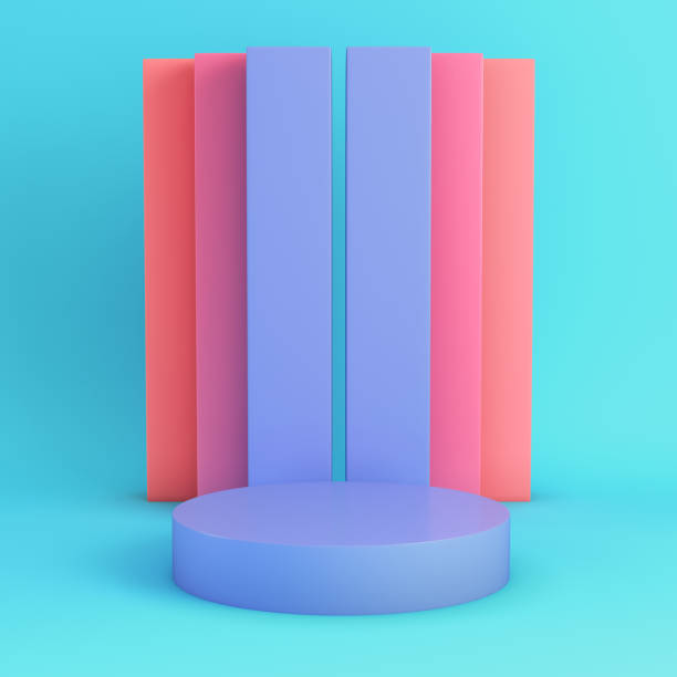 istock Cylindrical podium on bright blue background in pastel colors 2168761802