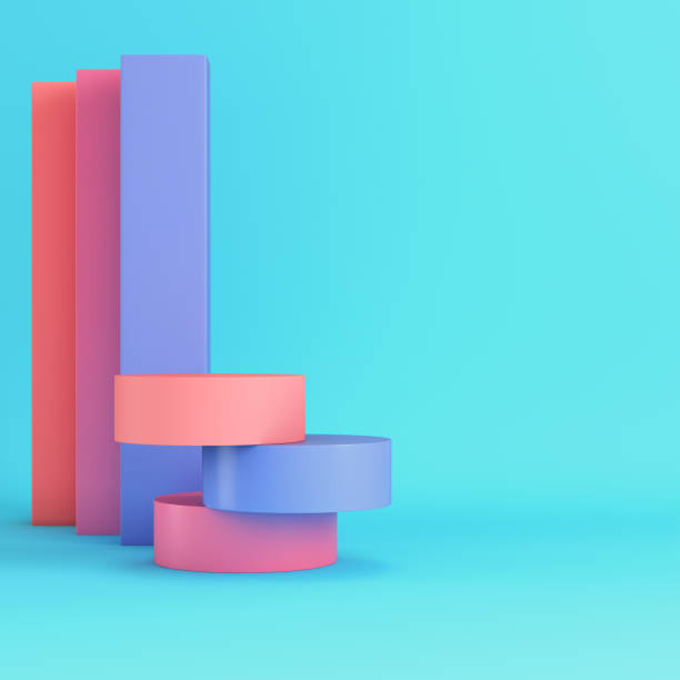 istock Cylindrical podium with panels on bright blue background in pastel colors 2168761988