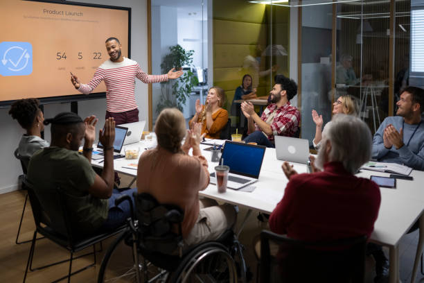 istock Businessman giving presentation in conference room 2168769663