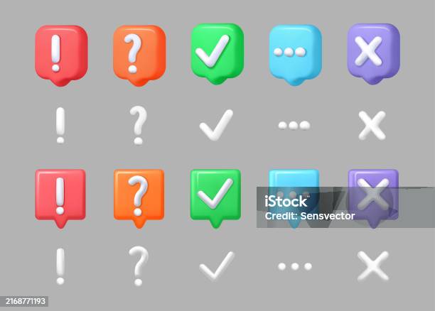 Graphics Error Emblems Glossy Square Shaped Colorful Badges With Sign Done And Error Question ...