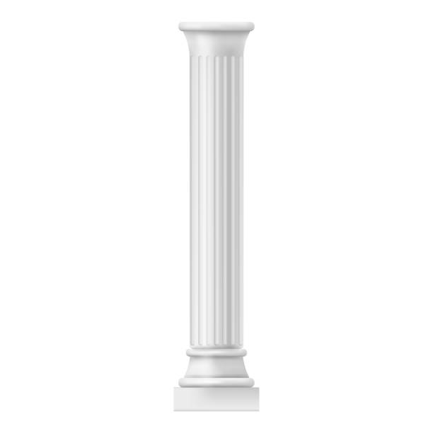 istock Ancient roman column made of clay. Vector isolated realistic 3d greek stone pillar of temple building. Antique marble colonnade for historical construction decorative facade design 2168772539