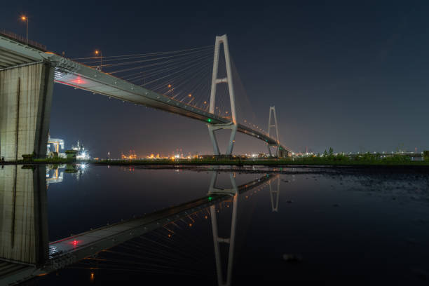 istock Suspension bridge reflected in a puddle, Aichi Prefecture 2168772691