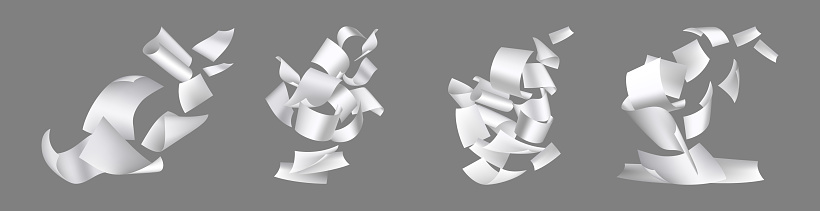 Paperwork Float Group Of Flying Paper Sheets Isolated Empty Office Documents Floating ...