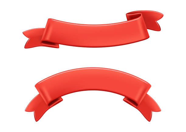 istock Folded ribbon for sale banner or advertisement, game or application. Vector isolated set of realistic 3d banners with copy space, curved silk or satin red stripes for text. Paper tags for announcement 2168774146