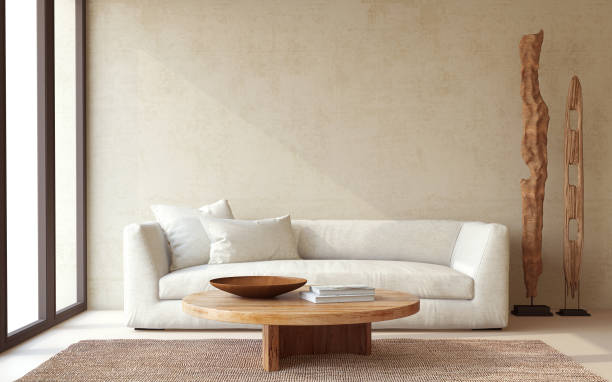 istock Wabi-sabi  living-room interior. 3d render. 2168775666
