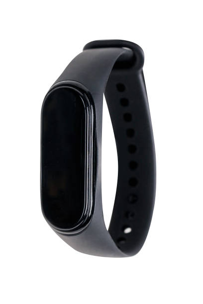 istock Ellipse shaped black smart watch on white background 2168779403