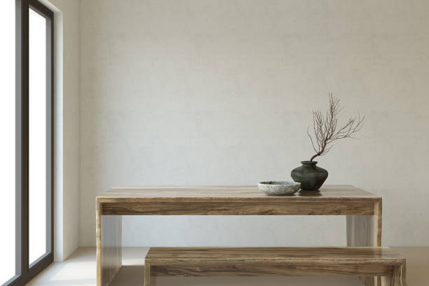 istock Wabi-sabi dining-room. Interior mockup. 3d render. 2168780993