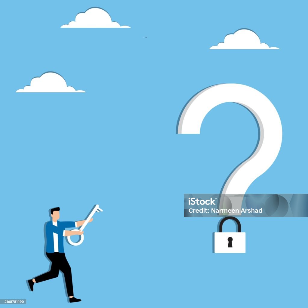 Key Question Image Man Running With Key To Question Mark Stock Illustration - Download ...
