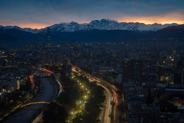 Santiago de Chile Morning Panoramic View Cordillera de los Andes