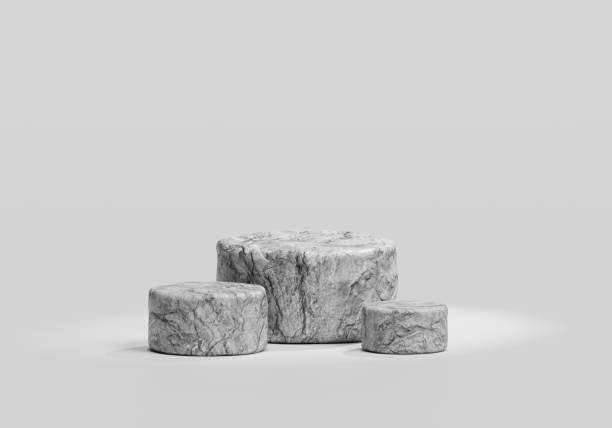 istock Natural Stone Texture Podium Display for Products 3D background. Minimalism concept, empty podium display product, presentation scene 2168791344