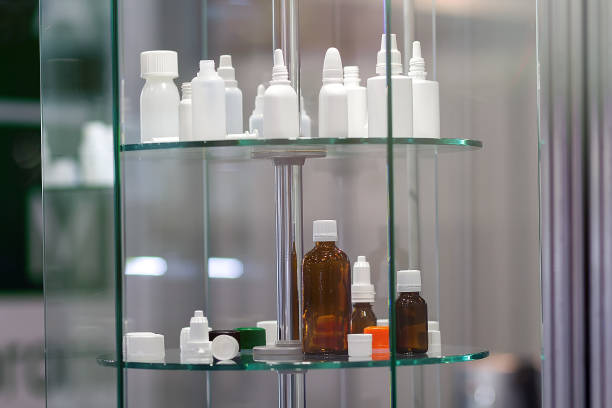 istock Various bottles for eye drops and medications on a stand 2168798794