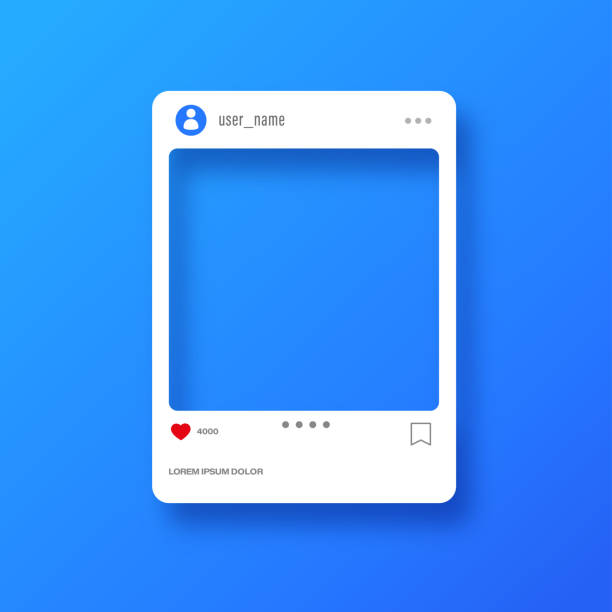 ilustrações, clipart, desenhos animados e ícones de photo frame for social media designs. post template framework. insert your picture - e mail