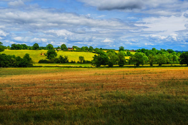 footpath rural warwickshire countryside uk summer grassland