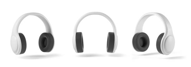 istock White headphones in different positions, isolated on white background 2168809348