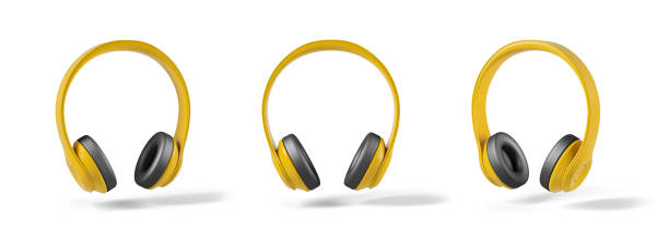 istock Yellow headphones on white background 2168809388