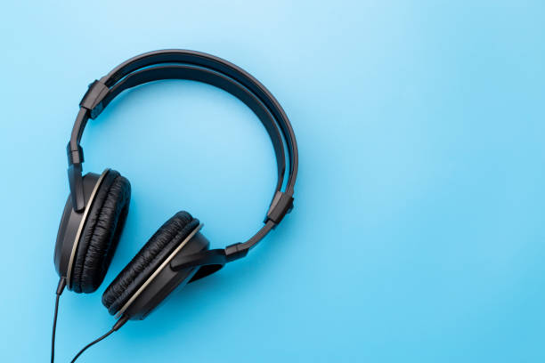 istock Headphones on a blue background 2168824799