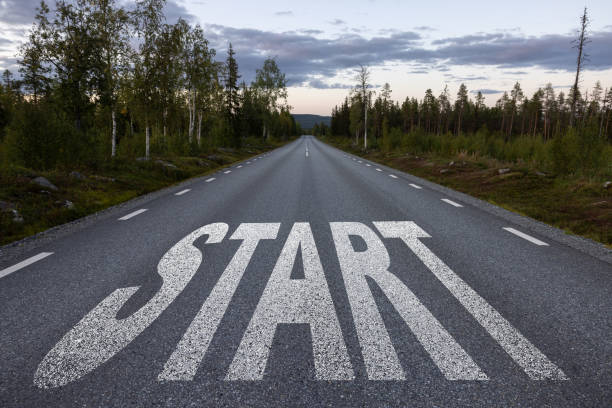istock Start line on the highway concept for business planning, strategy and challenge or career path, opportunity and change 2168825254