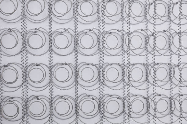 Bed springs on white background close up