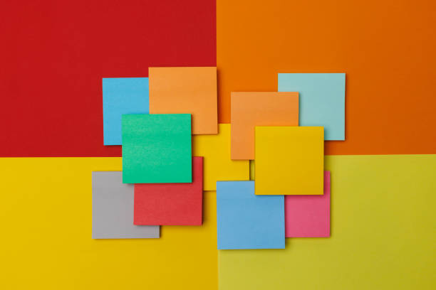 istock Colorful sticky notes arranged in creative and thoughtful ways 2168842357