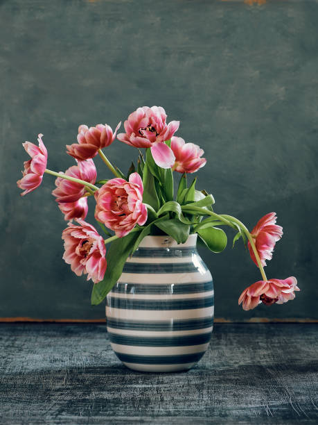 istock Striped vase with flowers 2168843145