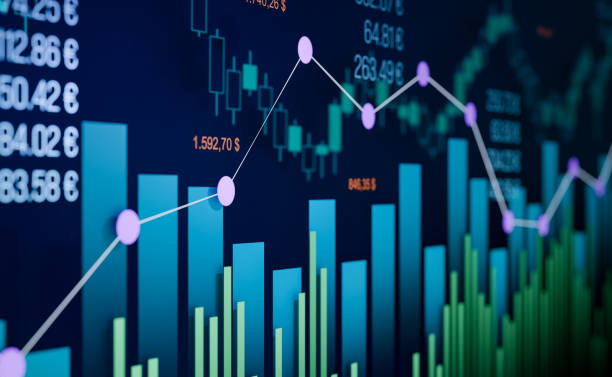 istock Abstract composition of stock exchange charts, bar graph and market data. 2168843639