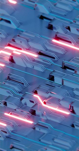 istock Abstract 3D Circuit Board Design with Pink Neon Highlights 2168846780