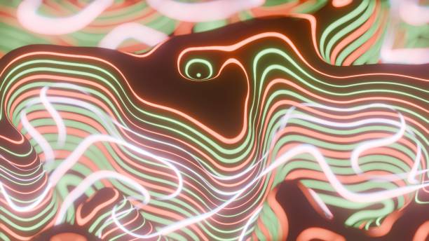 istock Colorful Abstract Topographic Lines with Glowing Neon Lights 2168846884
