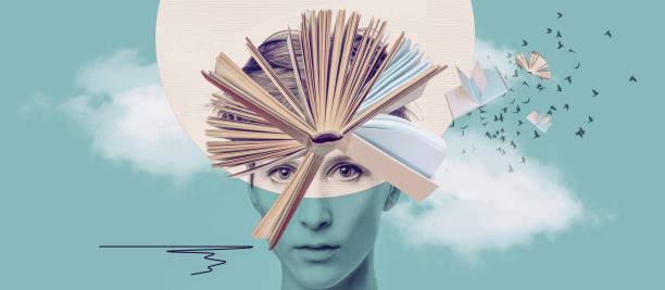 istock Female head with books as a metaphor for a education. Art collage. 2168847925