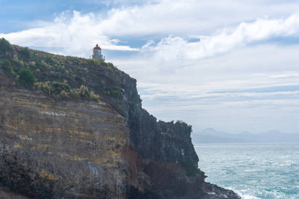 istock Stunning lighthouse on Otago's cliffs, New Zealand, panoramic Pacific Ocean views. birdwatching, scenic photography near Dunedin's historic train station, beach view, cliffts, penguin Oamaru oceania 2168851463