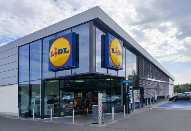 Poznan, Poland - 25 August 2024: LIDL supermarket logo sign.