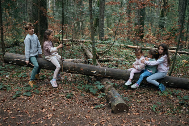 istock Happy kids enjoying natural swing 2168856596