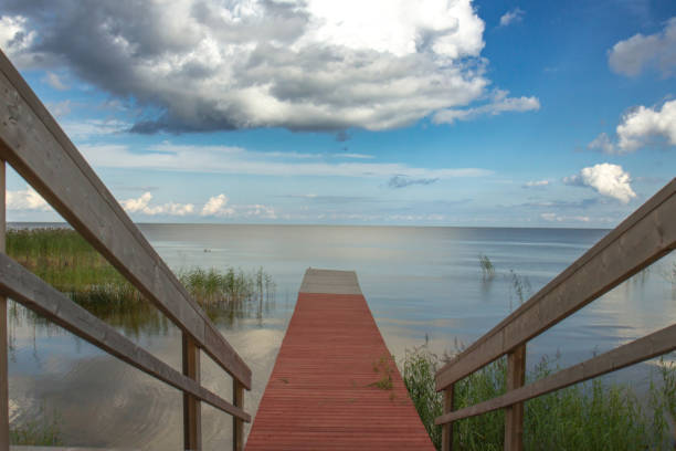 Shore of lake Peipsi in Eastern Estonia. Chudskoye is large freshwater lake