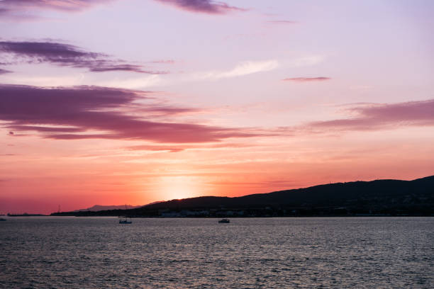 panoramic romantic sunset on the sea of Favignana, Egadi Islands