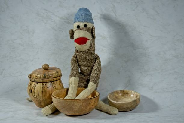istock Sock Monkey with Wooden Bowls 0887 2168866508