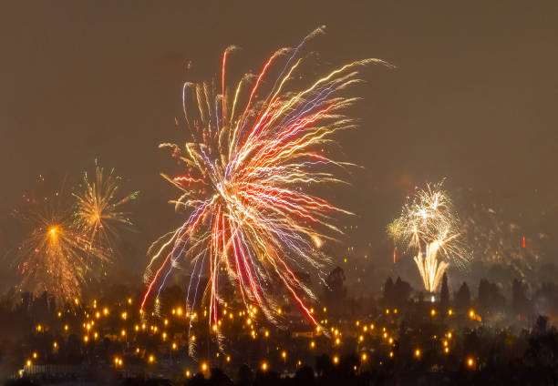 July 4th Fireworks and City Views with Fireworks in the Night Sky