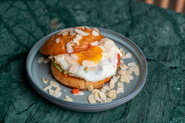 The burger has everything you need for a healthy breakfast.